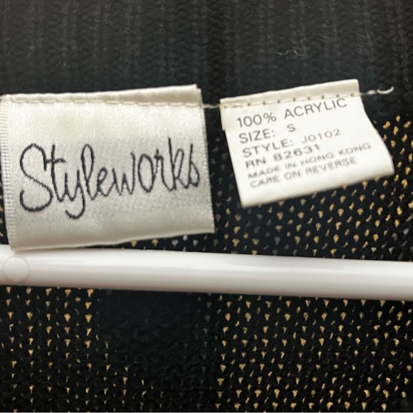 Black sweater dress with tan stripes by Styleworks Size Small - Picture 4 of 4